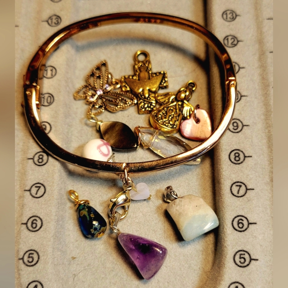 Gold Charm Bracelet with Multicolor Pendants